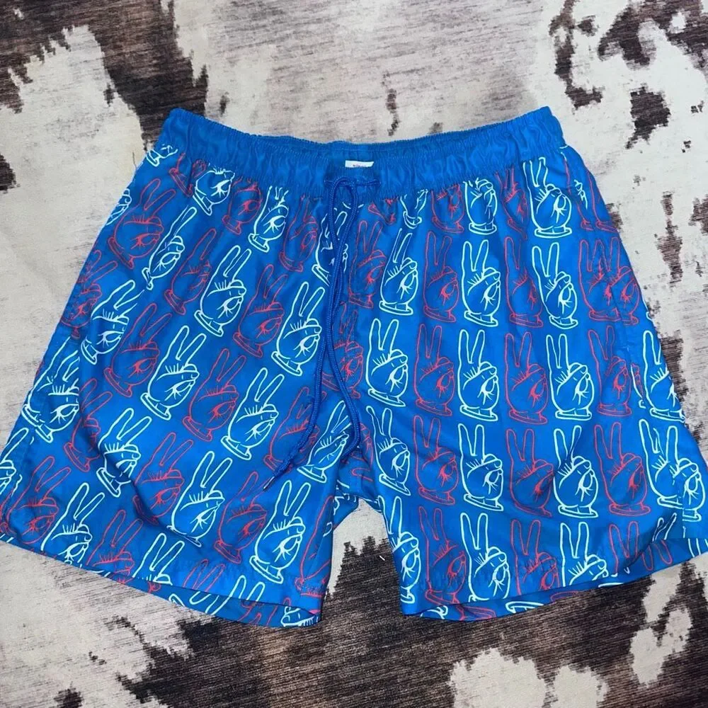 Celebrate patriotic peace swim trunks